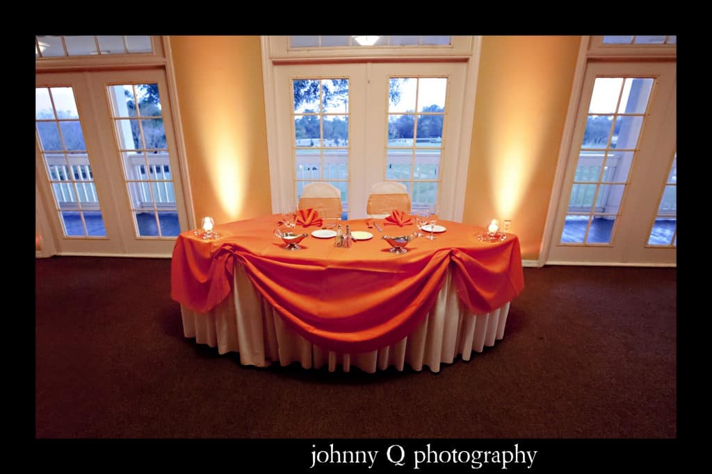 Orlando Wedding DJ - Tuscawilla Country Club wedding - Johnny Q Photography - orange uplighting