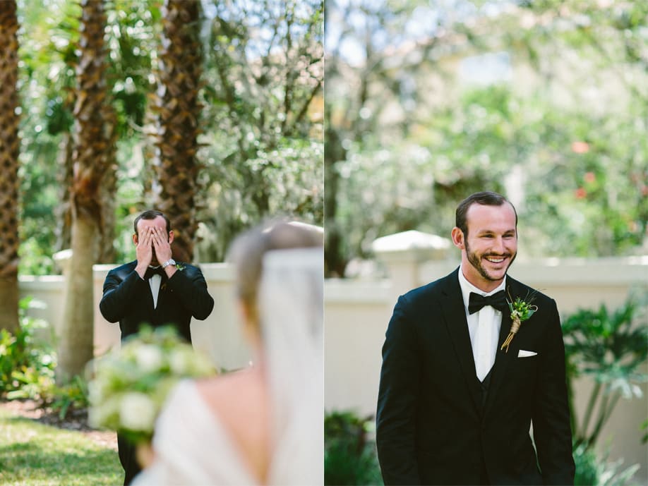 Bride and Groom's first reveal on their wedding day at Lake Mary Westin