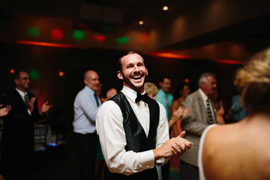 Great smile from groom on dance floor with music provided by OUr Dj Rocks at the Lake Mary Westin