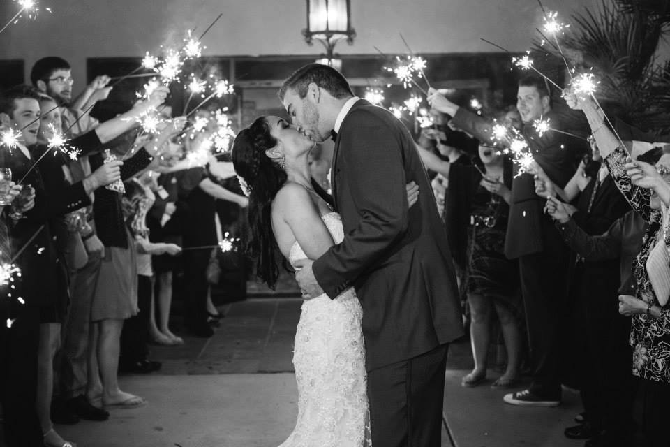 The Happy Couple's Grand Sparkler Exit at Mission Inn. 