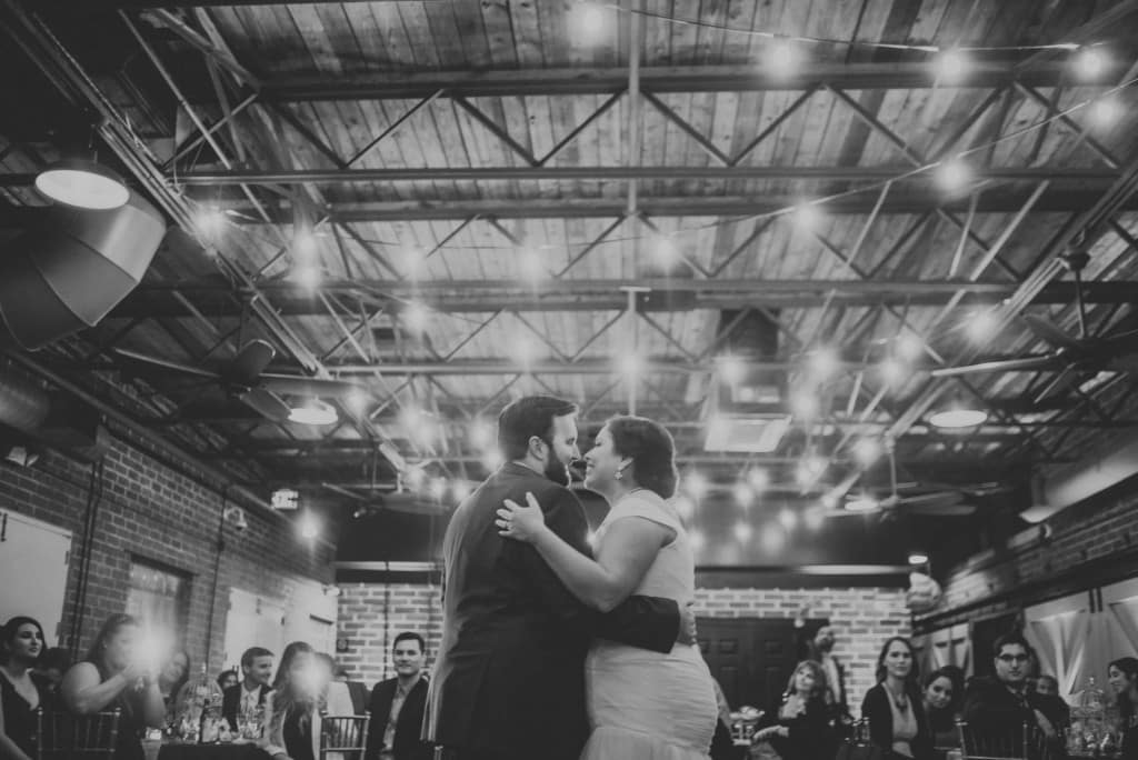 Bride and Groom first dance. Market lighting. Winter Park Farmer's market wedding. 
