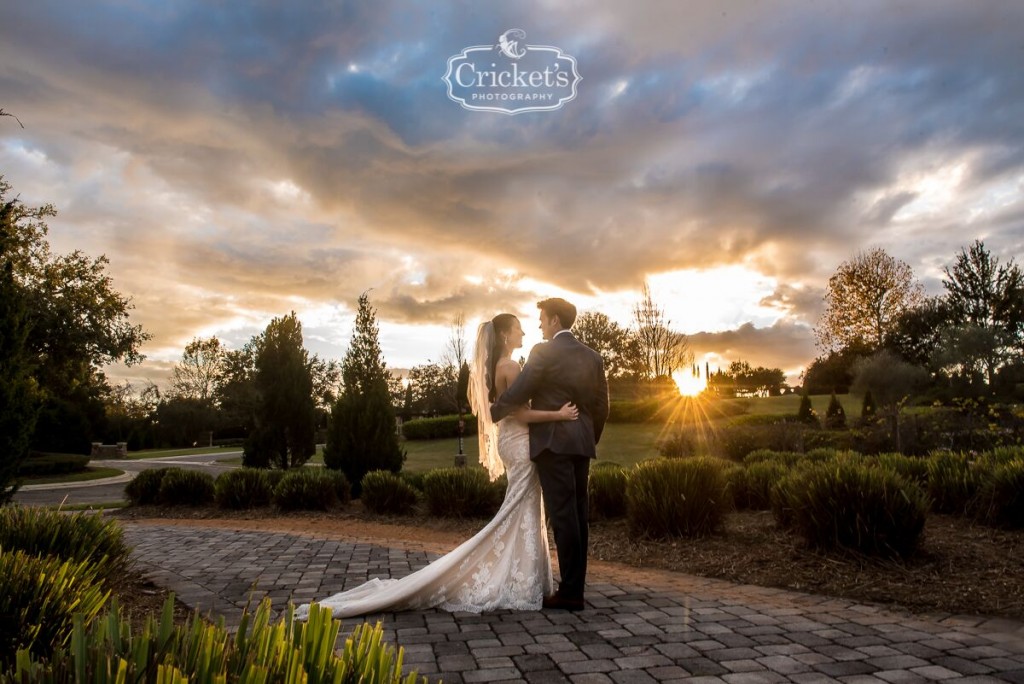 DJ services - bella collina wedding bride and groom outdoor photos at sunset
