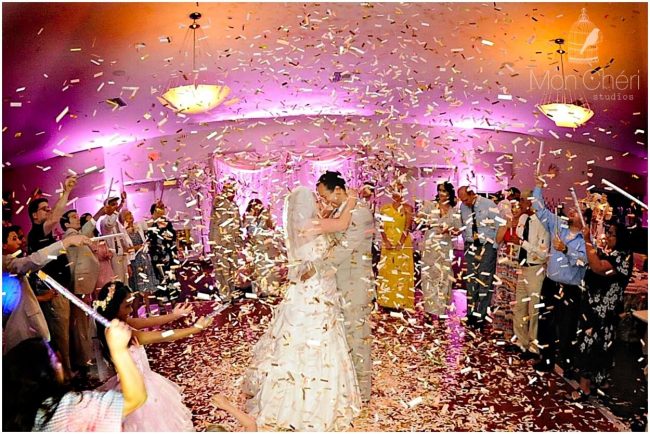 unique wedding vow renewal at the royal crest room last dance with confetti