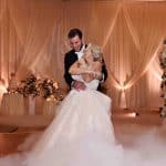 bride and groom share first dance on a cloud