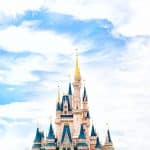 Cinderella castle at Walt Disney World against beautiful cloudy sky