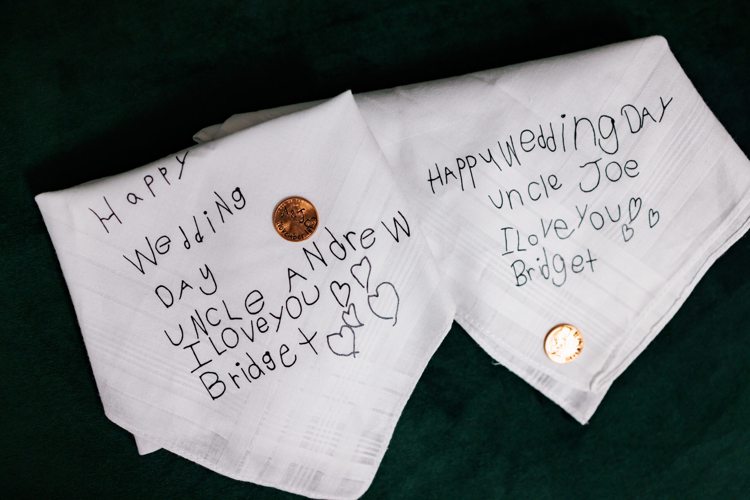 handkerchiefs with handwritten note from little girl
