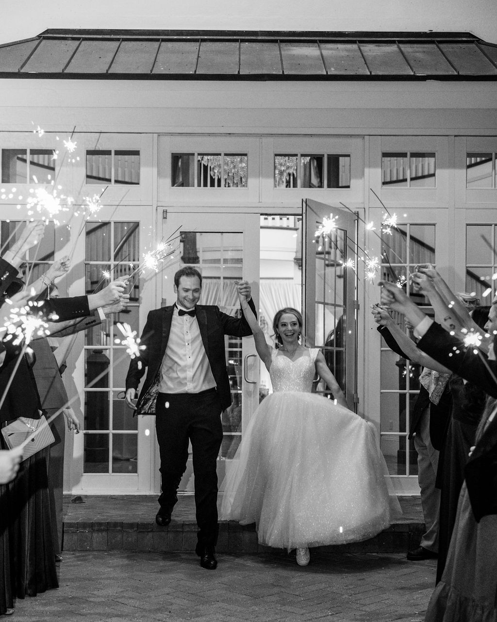 Emily and Robert's sparkler exit at their wedding